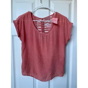 Mine Blouse Small Women's Peach Lightweight Sheer Beach Summer